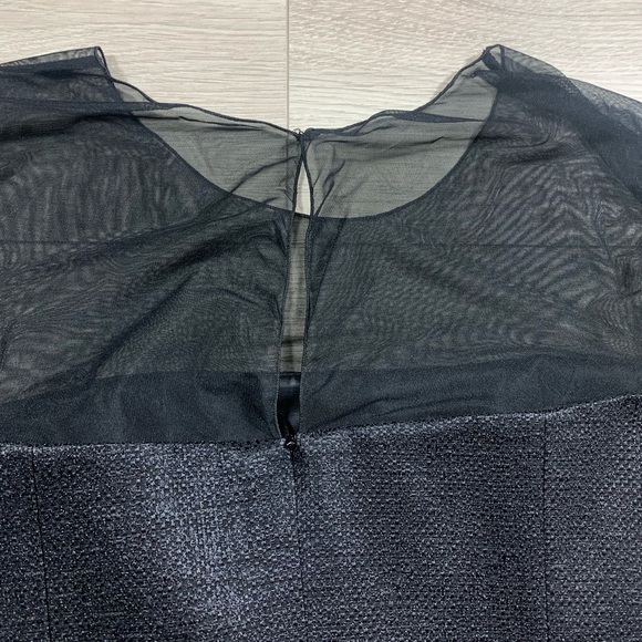 Escada Wool Mesh Sleeve Knee Length Black Sheath Cocktail Dress - Picture 8 of 16